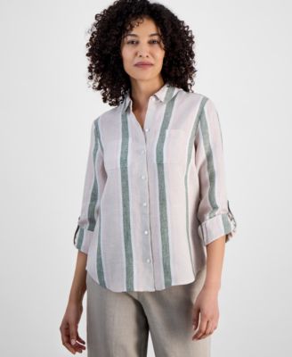 Charter Club - Petite Striped Linen Shirt, Exclusively at Macy's