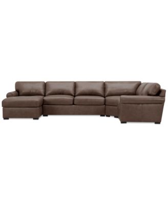 Furniture - Radley Roll Arm 152" 4-Pc. Leather Wedge Corner Chaise Sectional