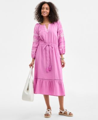 Style & Co - Women's Cotton Embroidered Midi Dress, Exclusively at Macy's