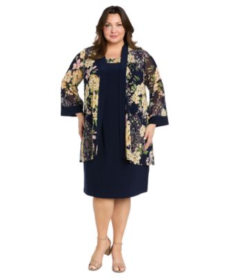 R & M Richards - Plus Size 2-Pc. Floral-Print Jacket & Dress Set