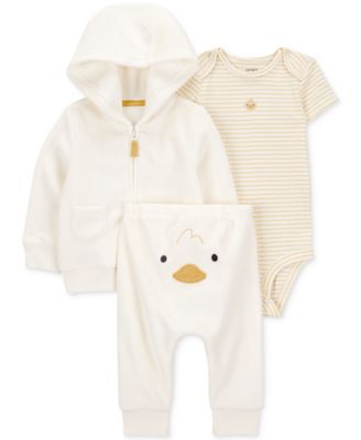 Carter's - Baby Little Hooded Cardigan, Duck Bodysuit & Pants, 3 Piece Set