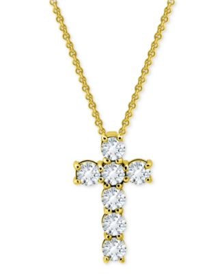 Giani Bernini - Round Cubic Zirconia Chunky Cross Pendant Necklace, 16" + 2" extender