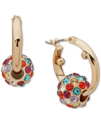 KARL LAGERFELD PARIS - Gold-Tone Crystal Fireball Small Hoop Earrings, 0.87"