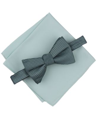 Alfani - Men's Mini-Pattern Bow Tie & Solid Pocket Square Set