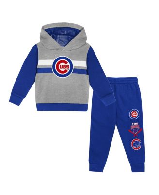 Outerstuff - Toddler 2-Piece Heather Gray/Royal Chicago Cubs Wind Up Pullover Hoodie and Sweatpants Set