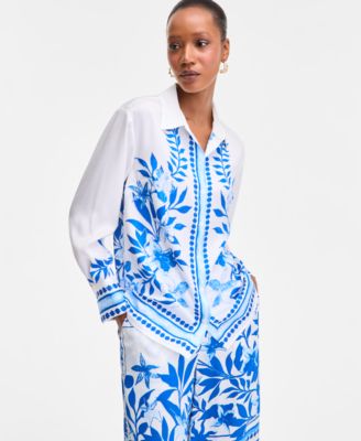 I.N.C. International Concepts - Women's Printed Long-Sleeve Shirt