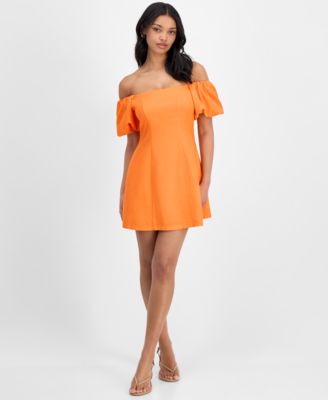 Bar III - Women's Off-The-Shoulder Balloon-Sleeve A-Line Dress, Exclusively at Macy's