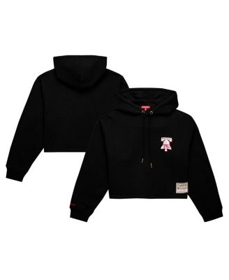 Mitchell & Ness - Women's Black Philadelphia 76ers Hardwood Classics Cropped Pullover Hoodie