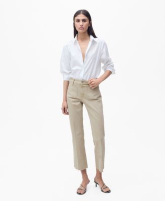 MANGO - Women's Flared Cropped Jeans