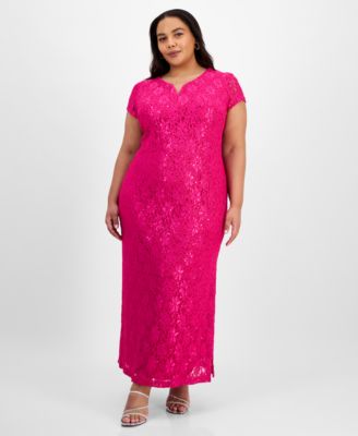 Connected - Plus Size Sequined Lace Gown