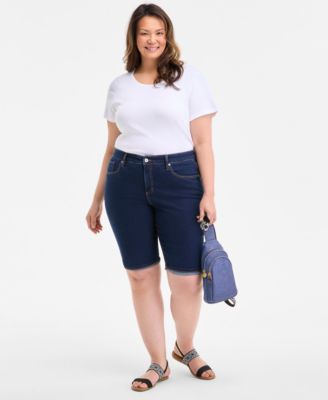 Style & Co - Plus Size Mid-Rise Roll-Cuff Bermuda Denim Shorts