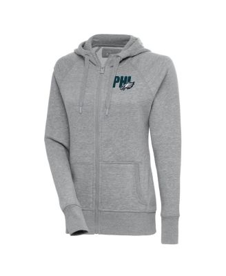 Antigua - Women's Heather Gray Philadelphia Eagles Victory Full-Zip Hoodie