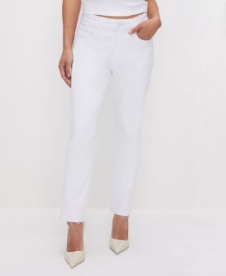 Good American - Petite Good Raw-Hem Mid-Rise Straight Jeans