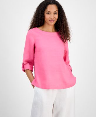 Charter Club - Women's Linen D-Ring Top, Created for Macy's