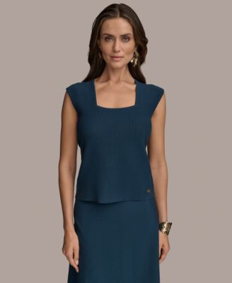 Donna Karan New York - Women's Cap-Sleeve Sweater Knit Top