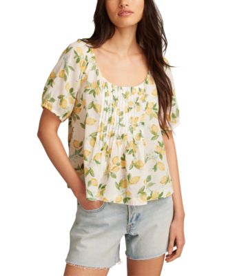Lucky Brand - Women's Cotton Lemon-Print Babydoll Top