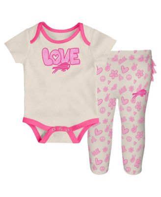 Outerstuff - Baby Boys and Girls 2 Piece White Buffalo Bills All The Love Bodysuit and Pants Set