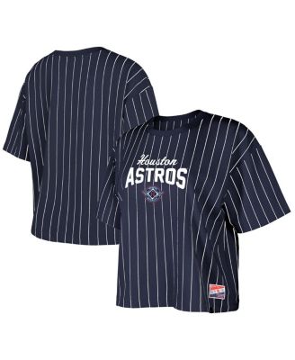 New Era - Women's Navy Houston Astros 2025 City Connect Boxy Pinstripe T-Shirt