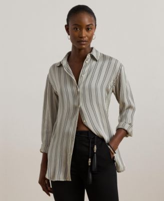 Lauren Ralph Lauren - Women's Relaxed-Fit Striped Satin Shirt