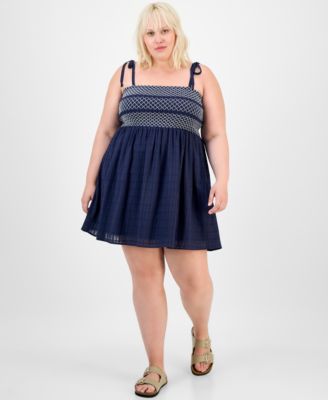 Almost Famous - Trendy Plus Two-Tone Smocked-Bust Dress