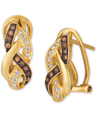 Le Vian - Chocolatier&reg; Chocolate Diamond & Vanilla Diamond Drop Earrings (1/4 ct. t.w.) in 14k Yellow Gold
