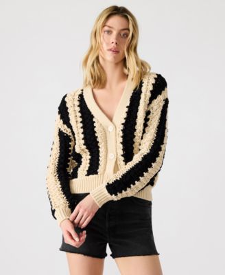 Steve Madden - Women's Lucas Striped Knit Button-Front Cardigan