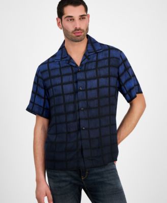 Hugo Boss - Men's Espiono Oversized Fit Short Sleeve Geo Print Button-Front Camp Shirt