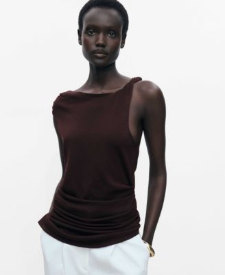 MANGO - Women's Asymmetrical Fine-Knit Top