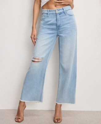 Good American - Women's Weightless Good Skate Cropped Wide-Leg Jeans