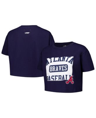 Pro Standard - Women's Navy Atlanta Braves Made To Play Boxy Cropped T-Shirt
