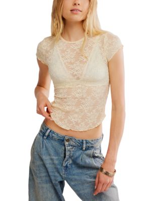 Free People - Women's Ready To Go Lace T-Shirt