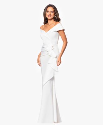 XSCAPE - Petite Off-The-Shoulder Ruffle Gown