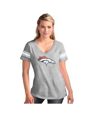 G-III 4Her by Carl Banks - Women's&nbsp; Heather Gray Denver Broncos First Pick Distressed V-Neck T-Shirt