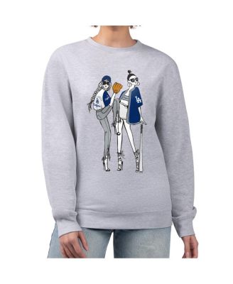 G-III 4Her by Carl Banks - Women's Heather Gray Los Angeles Dodgers Baseball Girls Fleece Pullover Sweatshirt