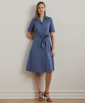 Lauren Ralph Lauren - Petite Belted Cotton-Blend Shirtdress