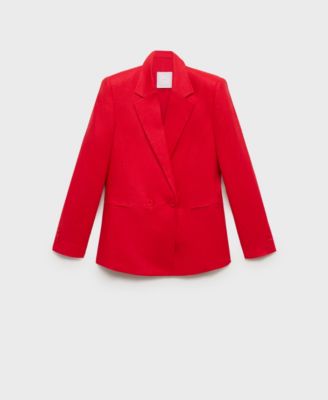 MANGO - Women's Double-Breasted Linen Suit Jacket