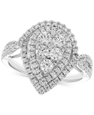 Macy's - Diamond Pear Halo Cluster Ring (1 ct. t.w.) in 10k White Gold