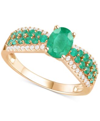 Macy's - Gemstone (1-1/10 ct. t.w.) & Diamond (1/5 ct. t.w) Oval Ring in 14k Gold
