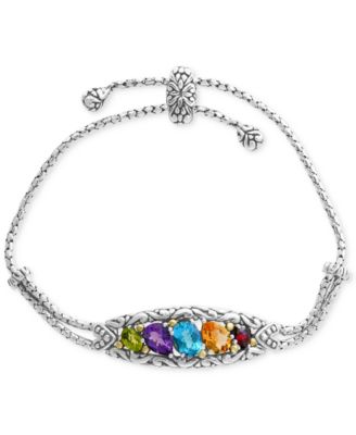 EFFY Collection - Multi-Gemstone Bolo Bracelet (4-7/8 ct. t.w.) in Sterling Silver & 18k Gold