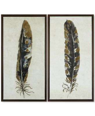 JLA Home - Gilded Feathers 2-Pc. Foil-Embellished Canvas Print Set