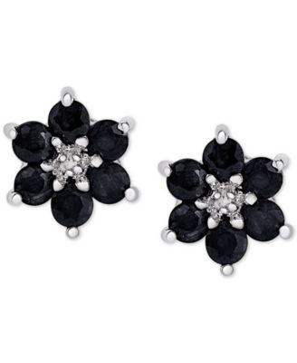 Macy's - Sapphire (1-3/4 ct. t.w.) & Diamond Accent Flower Stud Earrings in Sterling Silver