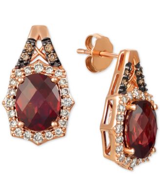 Le Vian - Rhodolite Garnet (4 ct. t.w.) & Diamond (5/8 ct. t.w.) Stud Earrings in 14k Rose Gold