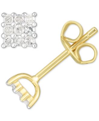 Macy's - Diamond Square Cluster Stud Earrings (1/5 ct. t.w.) in Gold-Plated Sterling Silver