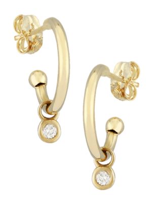 Macy's - Diamond Accent Simple Hoop Drop in 14K Yellow Gold