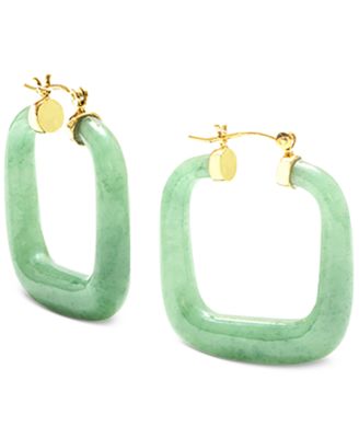 Macy's - Dyed Jade (32mm) Square Hoop Earrings in 14k Gold-Plated Sterling Silver