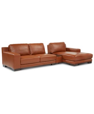 Furniture - Darrium 3-Pc. Leather Chaise Sofa with Console