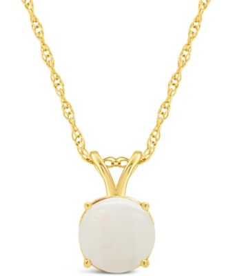 Macy's - Opal (3/4 ct. t.w.) Pendant Necklace in 14K Yellow Gold