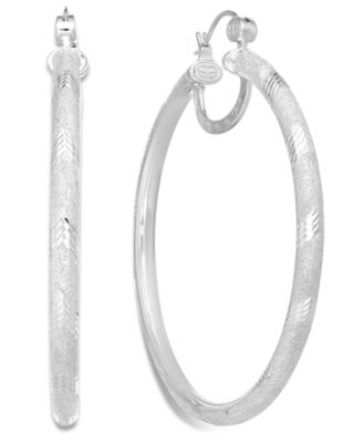 Simone I. Smith - 18k Gold over Sterling Silver Earrings, Laser and Diamond-Cut Extra Large Hoop Earrings (Also in Platinum Over Sterling Silver)