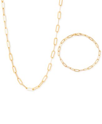 Giani Bernini - 2-Pc. Set Paperclip Link Chain Necklace & Matching Bracelet