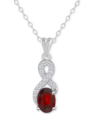 Macy's - Amethyst (3/4 ct. t.w.) & White Topaz (1/7 ct. t.w.) Looped 18" Pendant Necklace in Sterling Silver (Also in Citrine, Rhodolite Garnet, Peridot, & Blue Topaz)